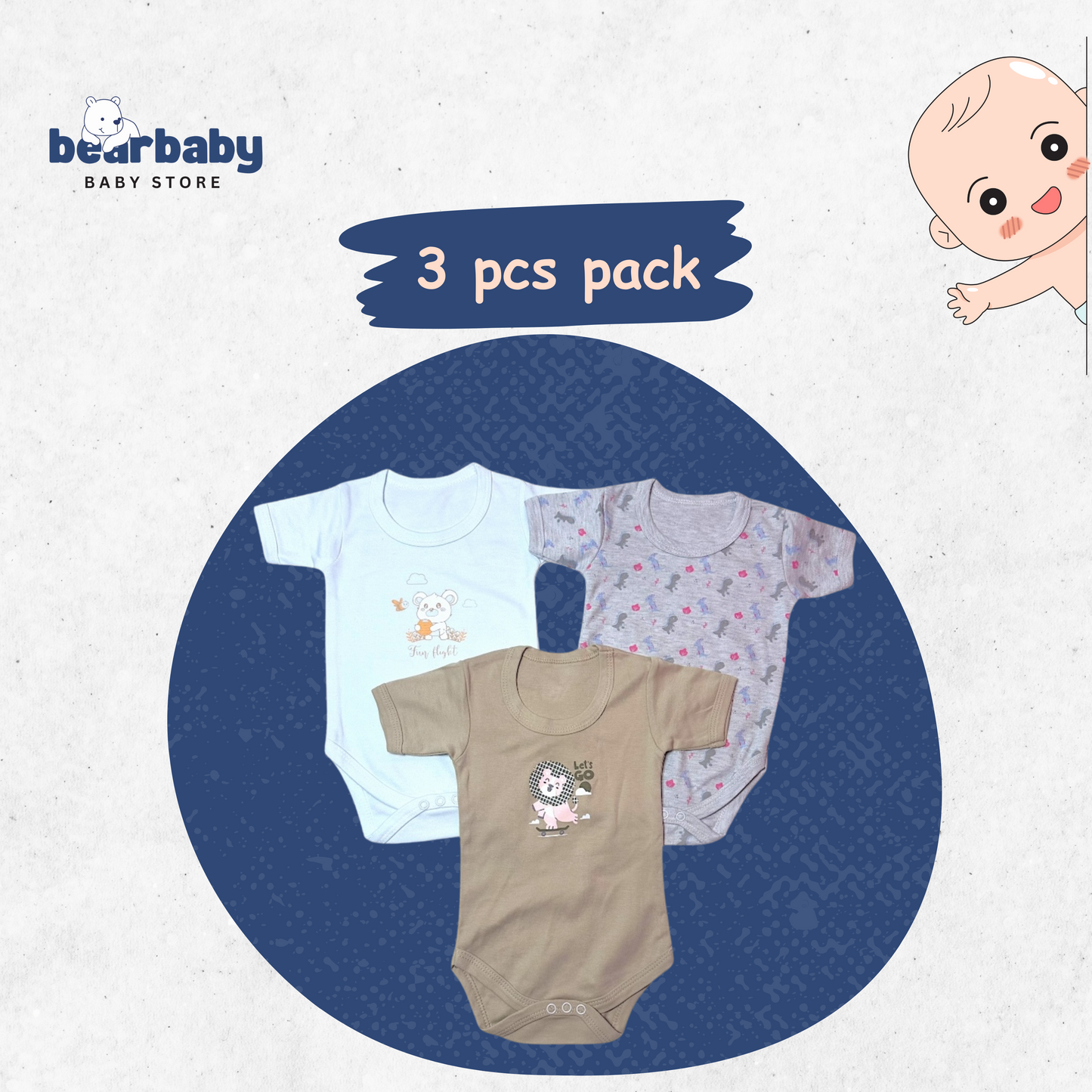 Baby Cotton Roamper Half Sleev/UniSex -Size 6M to 9M-Combo Pack Of 3-Multi Print