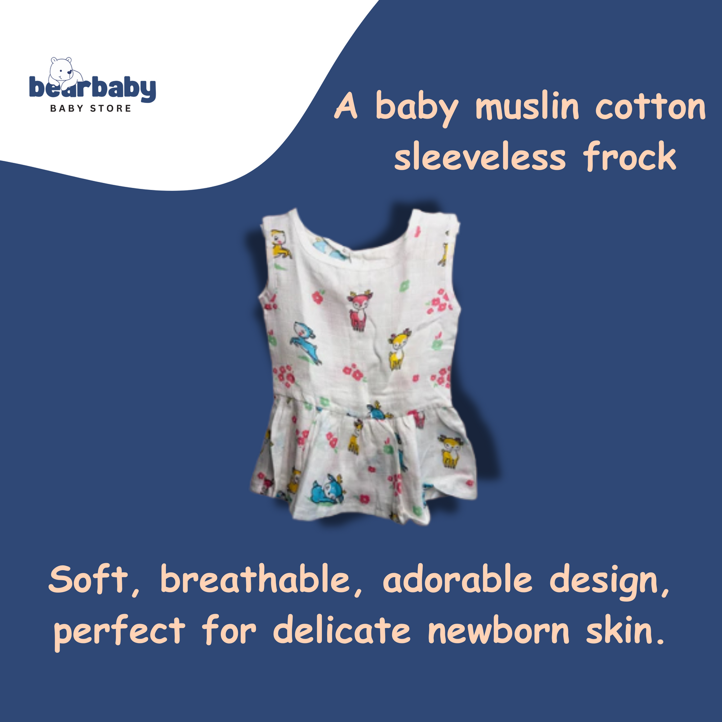 Baby Girl Organic Cotton Sleeveless Frock-Size6M-12M-Combo Pack of 3-Assorted Prints 4