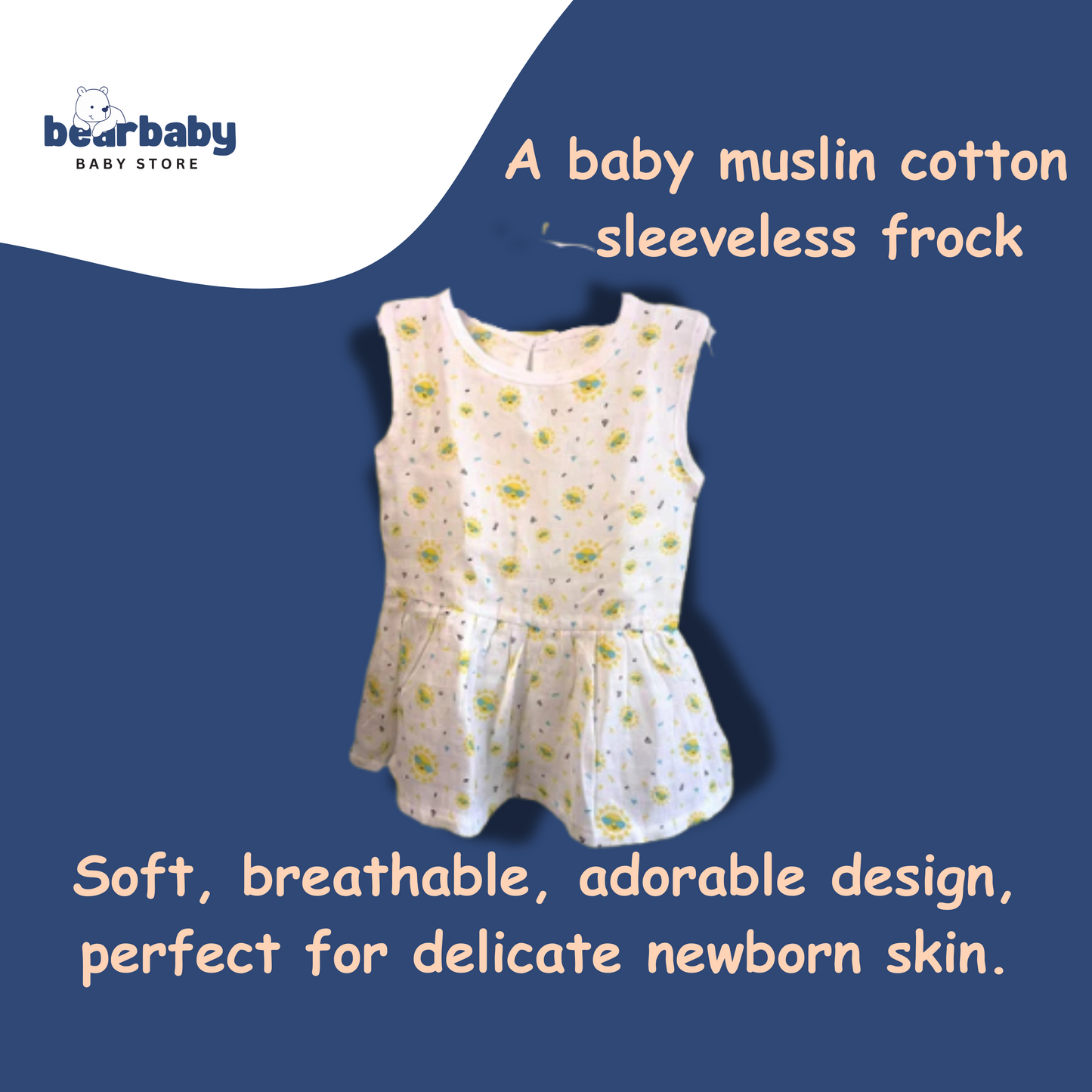 Baby Girl Organic Cotton Sleeveless Frock-Size6M-12M-Combo Pack of 2-Assorted Prints 2