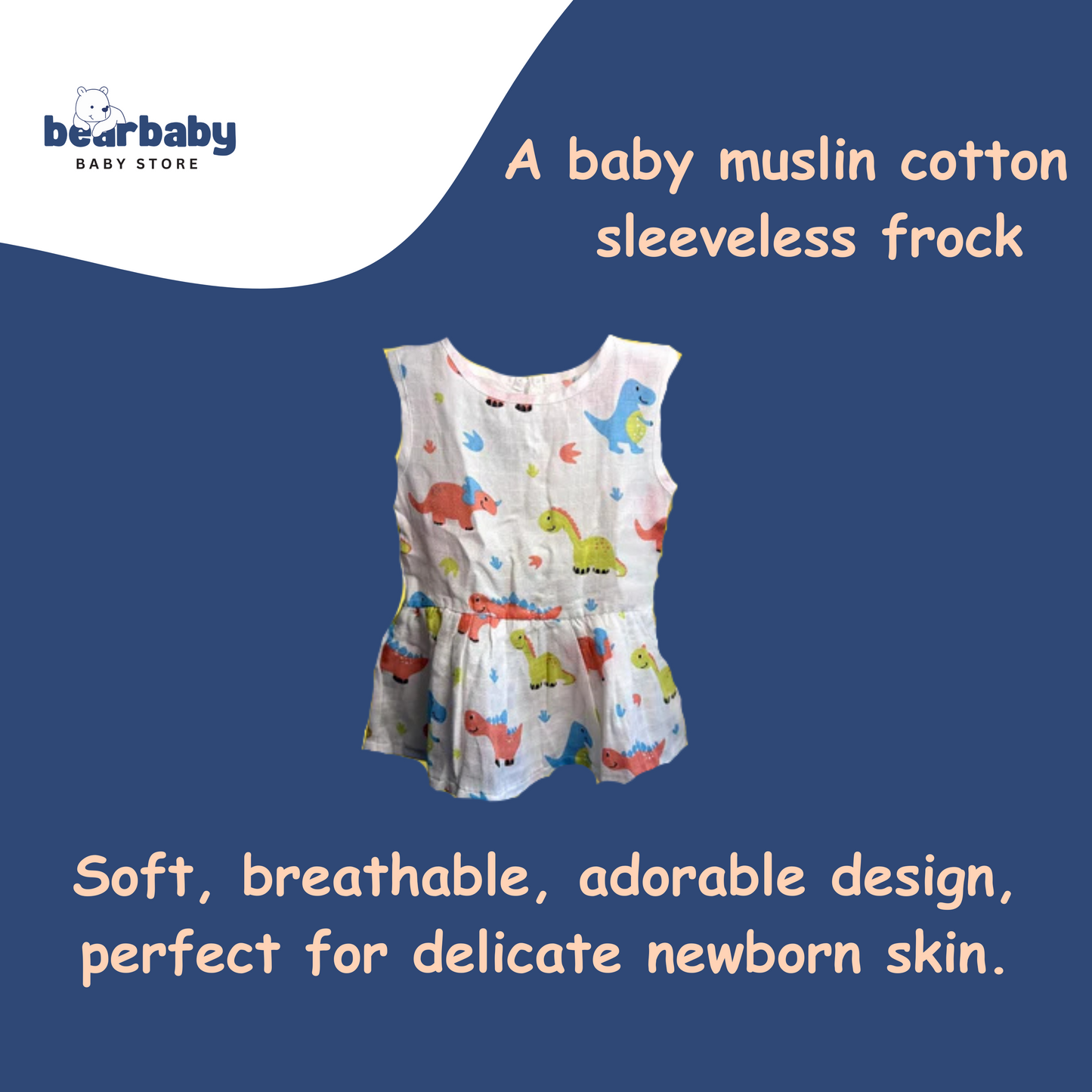 Baby Girl Organic Cotton Sleeveless Frock-Size6M-12M-Combo Pack of 3-Assorted Prints 1