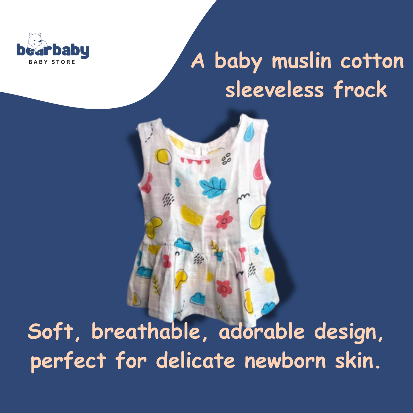 Baby Girl Organic Cotton Sleeveless Frock-Size6M-12M-Combo Pack of 2-Assorted Prints 4