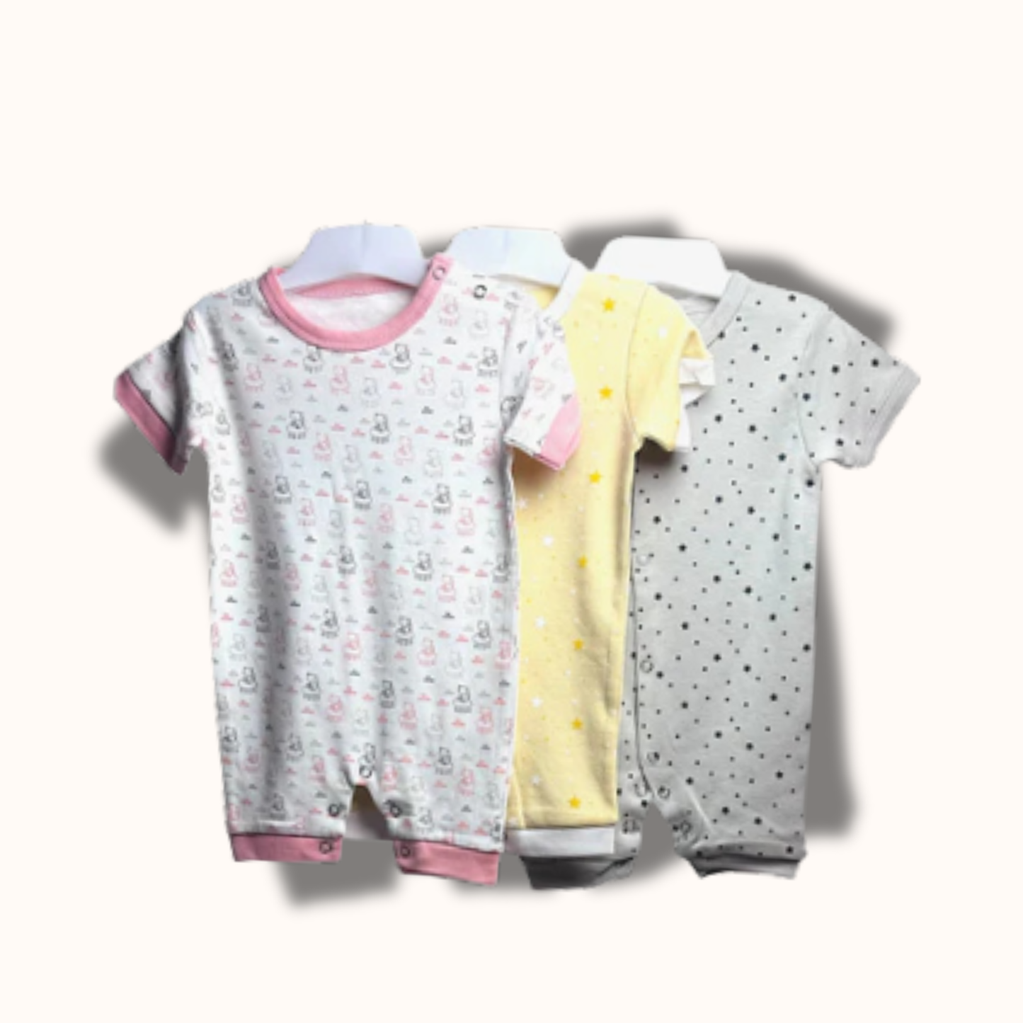Baby Cotton Jumpsuit-UniSex 9m-12m-Combo Pack of 3-Assorted Prints 9