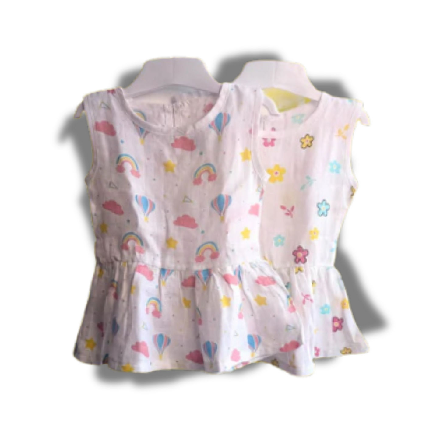 Baby Girl Organic Cotton Sleeveless Frock-Size6M-12M-Combo Pack of 2-Assorted Prints 1