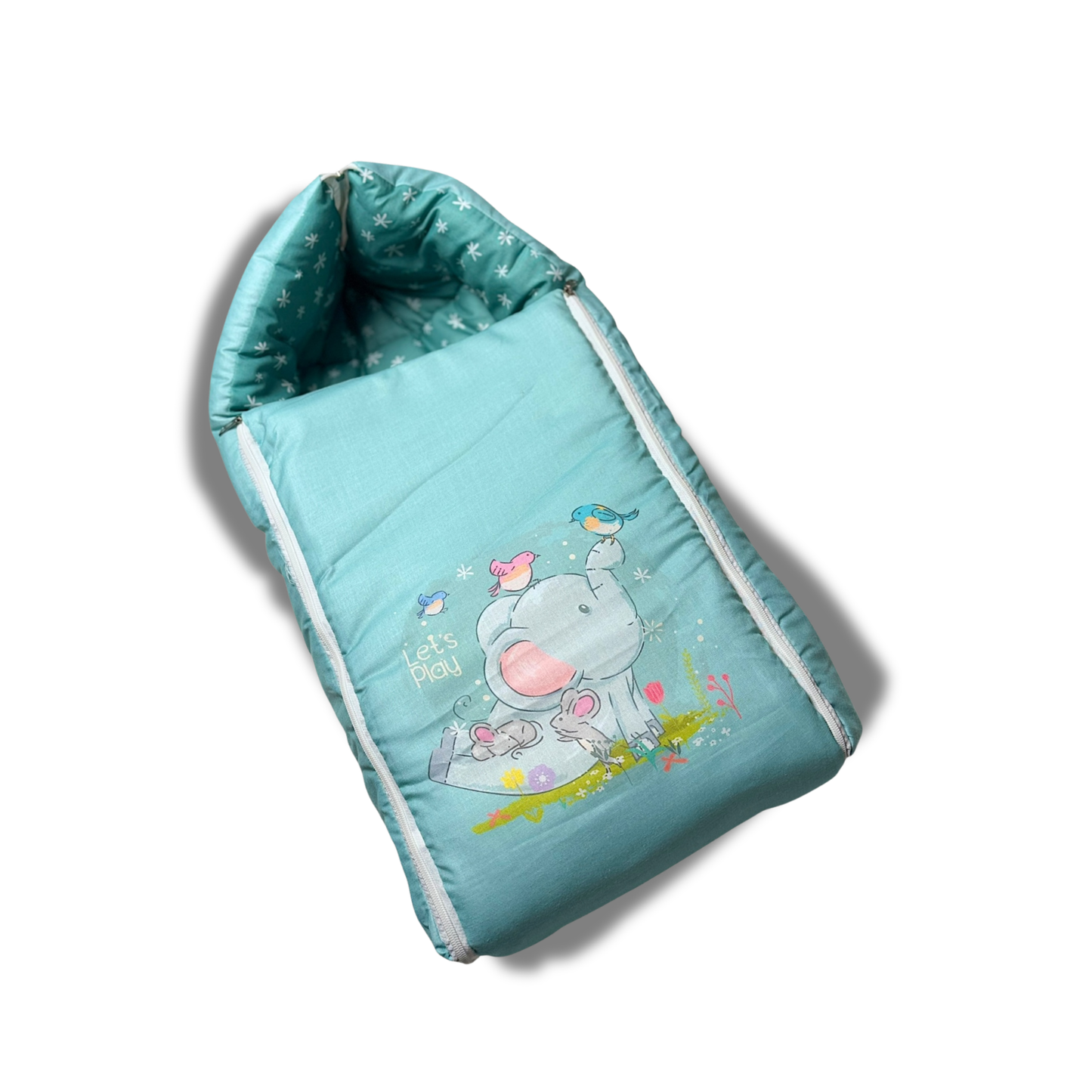 3in 1 Baby Bed Sleeping Bag & Carry Nest Infant Portable Bassinet for Baby Carrying-Elephant Print