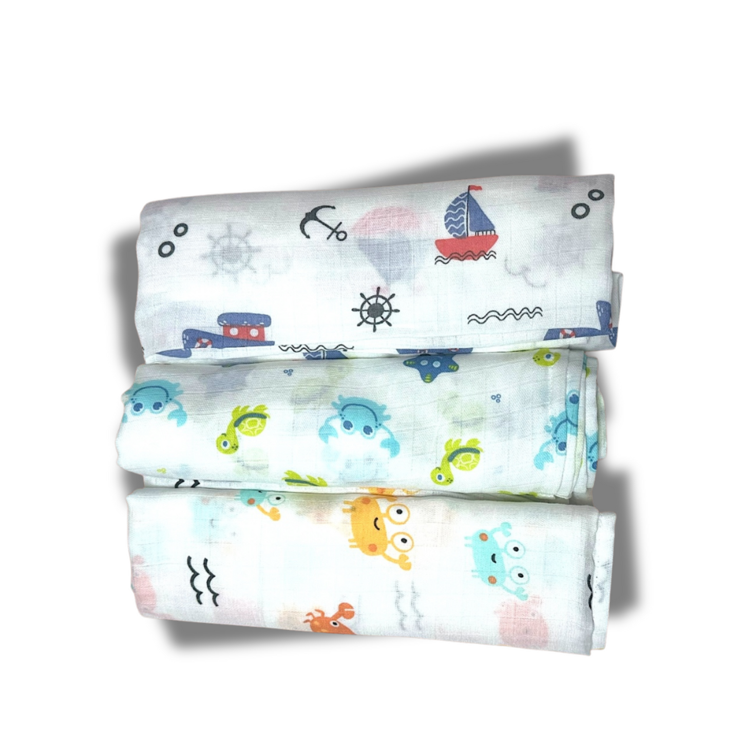 Muslin Soft Cotton Swaddle/Baby Wrapper-Size 100cm*100cm-Combo Pack of 3-Assorted Prints1