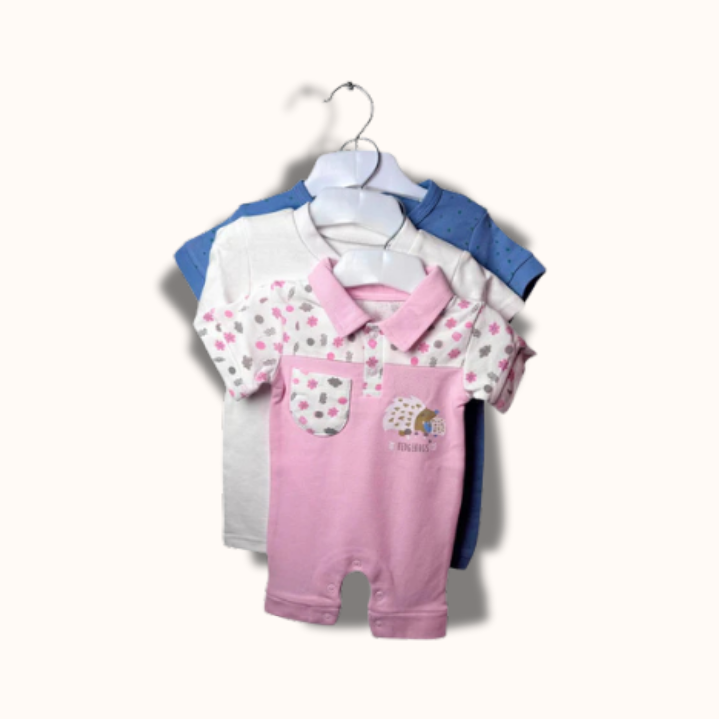Baby Cotton Jumpsuit-UniSex 3m-6m-Combo Pack of 3-Assorted Prints 3