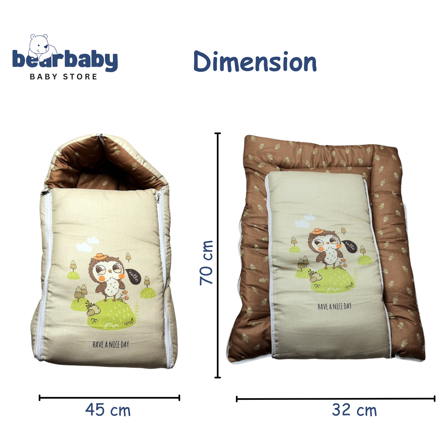 3 in 1 Baby Bed Sleeping Bag & Carry Nest Infant Portable Bassinet for Baby Carrying-owl Print