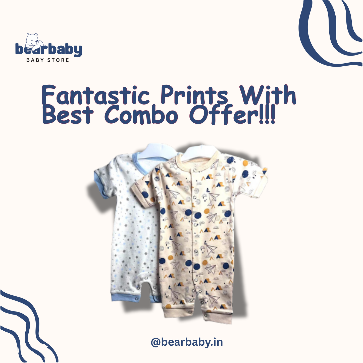 Baby Cotton Jumpsuit-UniSex 9m-12m-Combo Pack of 2-Assorted Prints 5