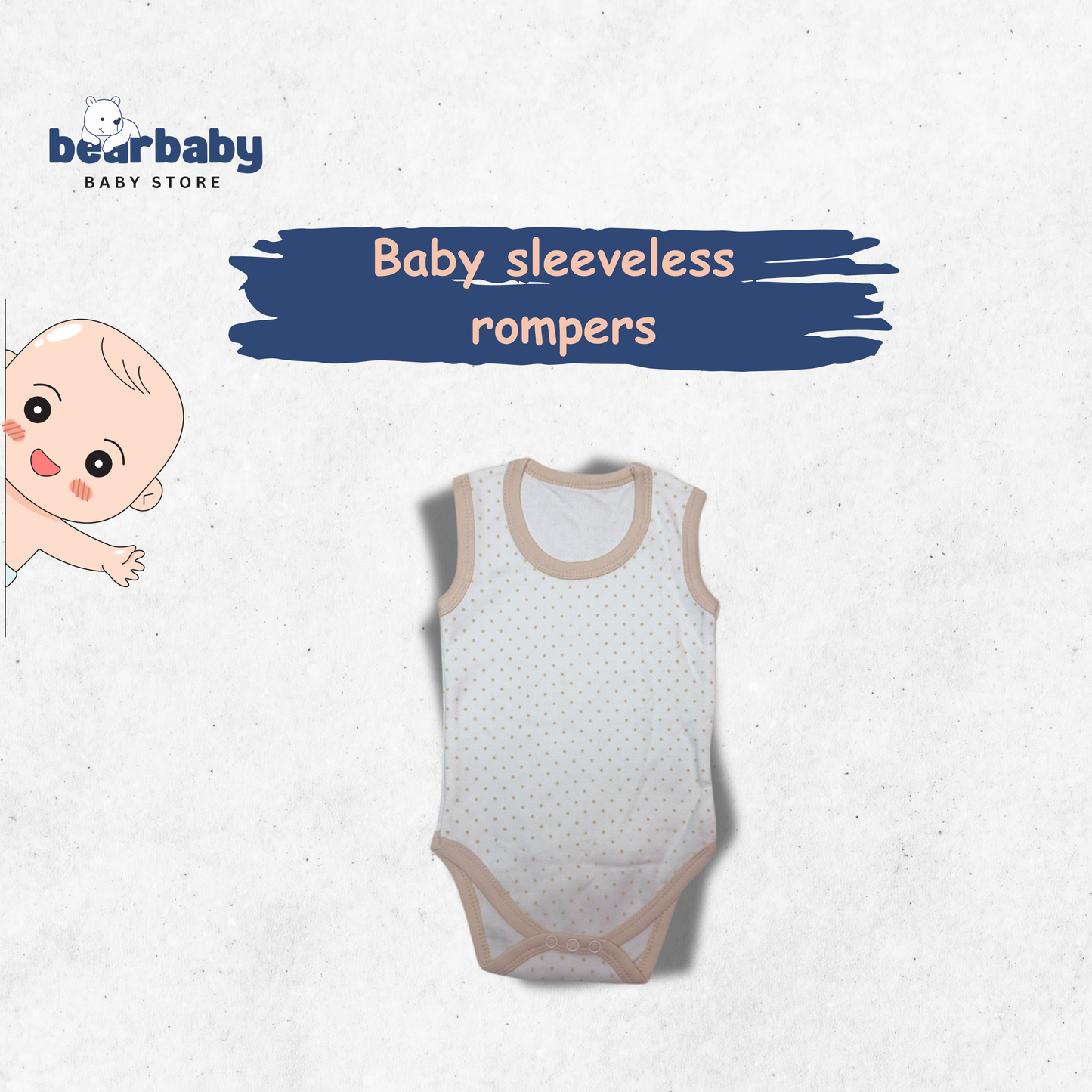 Baby Cotton Roamper Sleevless/UniSex -Size 3M to 6M-Combo Pack Of 5-Multi Print1