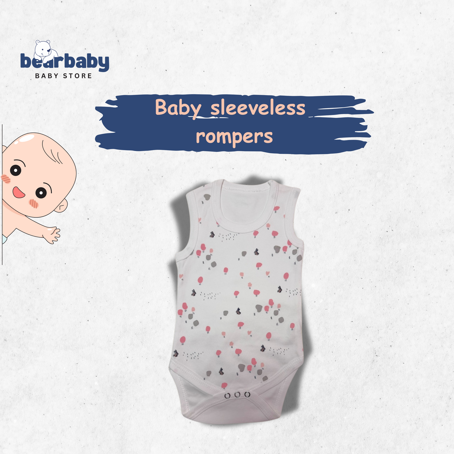 Baby Cotton Roamper Sleevless/UniSex -Size 6M to 9M-Combo Pack Of 5-Multi Print