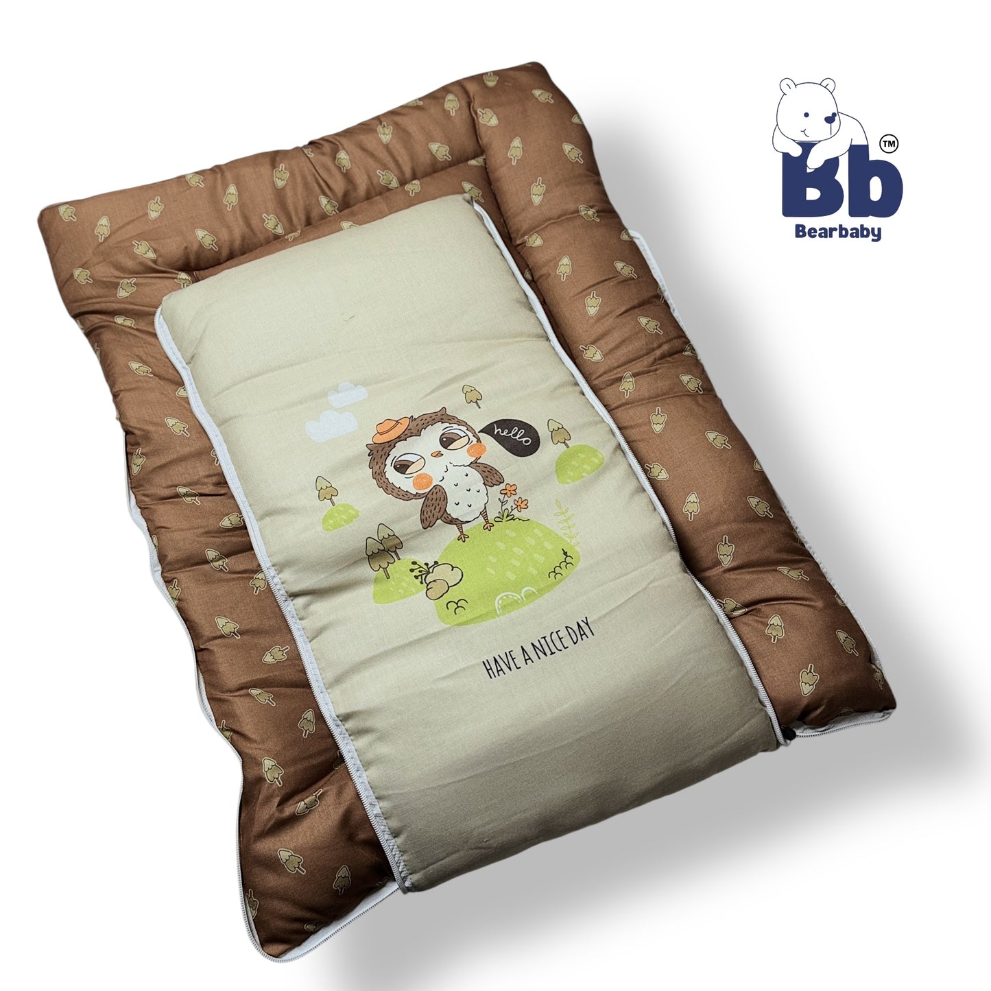 3 in 1 Baby Bed Sleeping Bag & Carry Nest Infant Portable Bassinet for Baby Carrying-owl Print