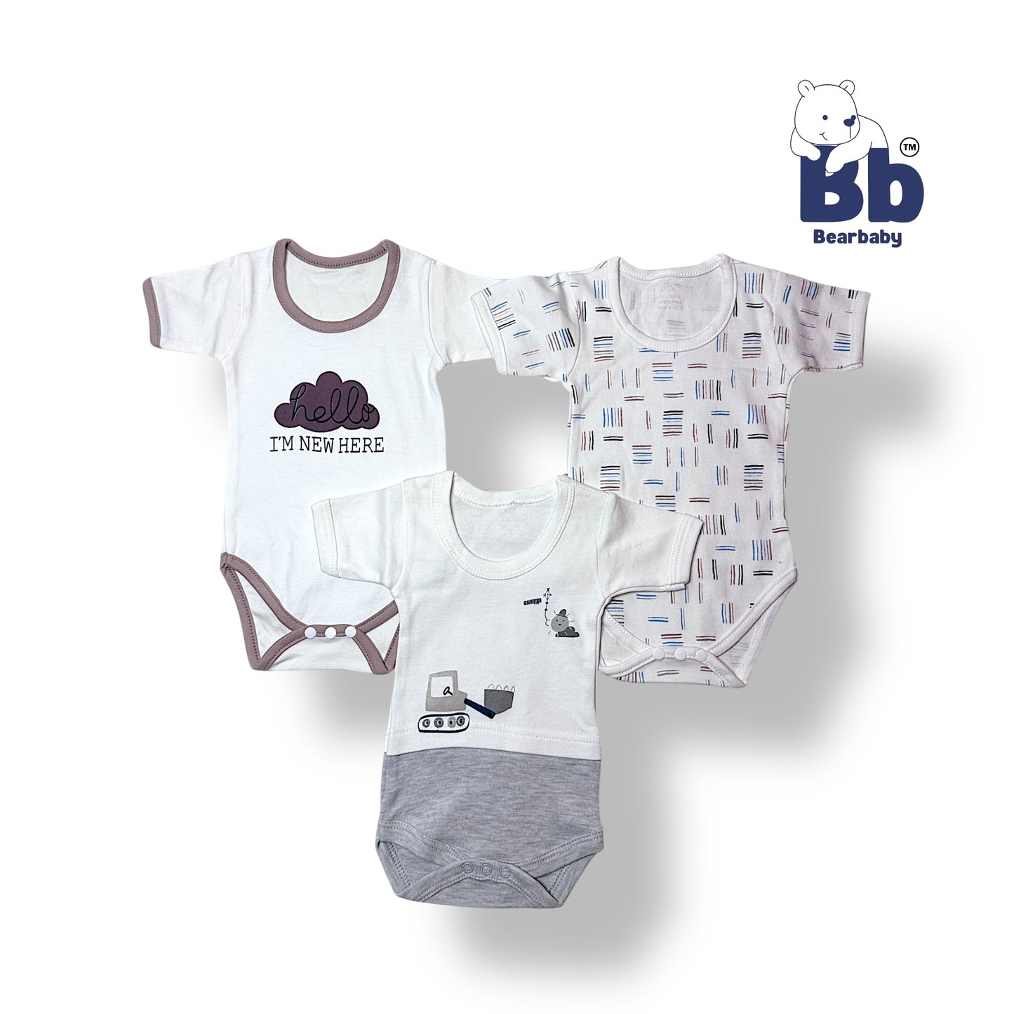Baby Cotton Roamper/UniSex 0m-3m/Combo Pack of 3-Assorted Prints
