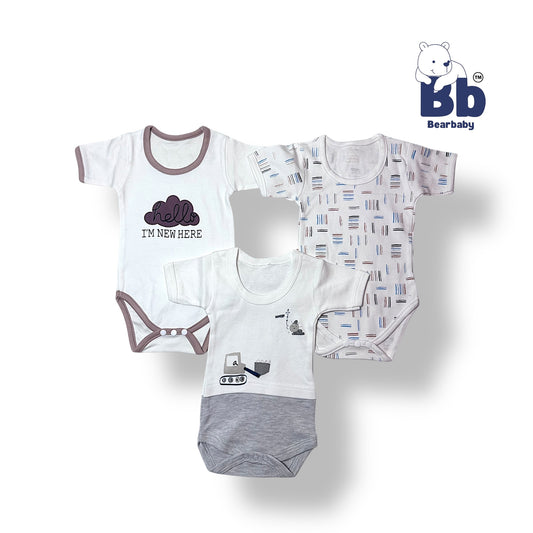 Baby Cotton Roamper/UniSex 0m-3m/Combo Pack of 3-Assorted Prints