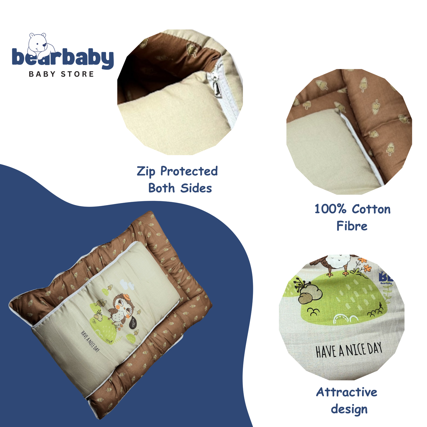 3 in 1 Baby Bed Sleeping Bag & Carry Nest Infant Portable Bassinet for Baby Carrying-owl Print