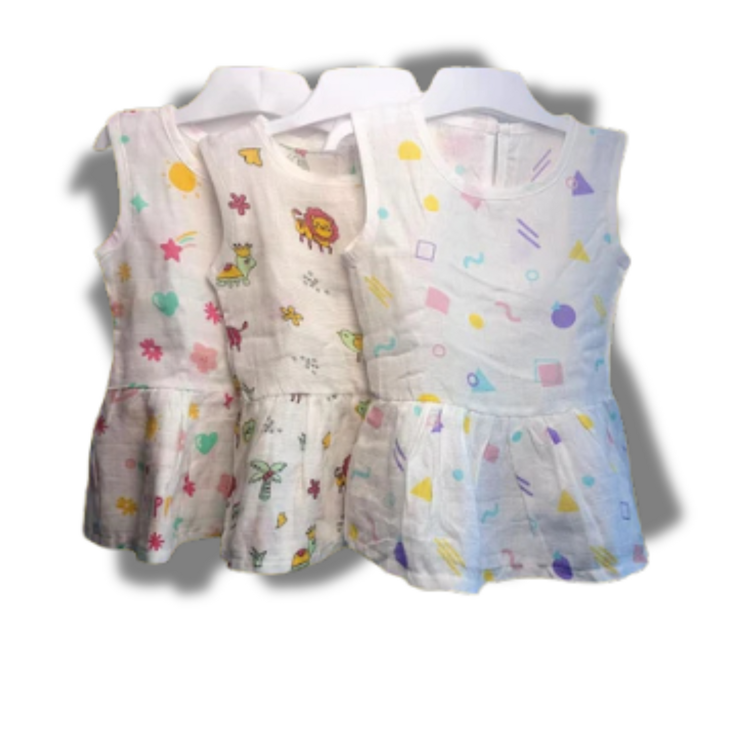 Baby Girl Organic Cotton Sleeveless Frock-Size6M-12M-Combo Pack of 3-Assorted Prints 3