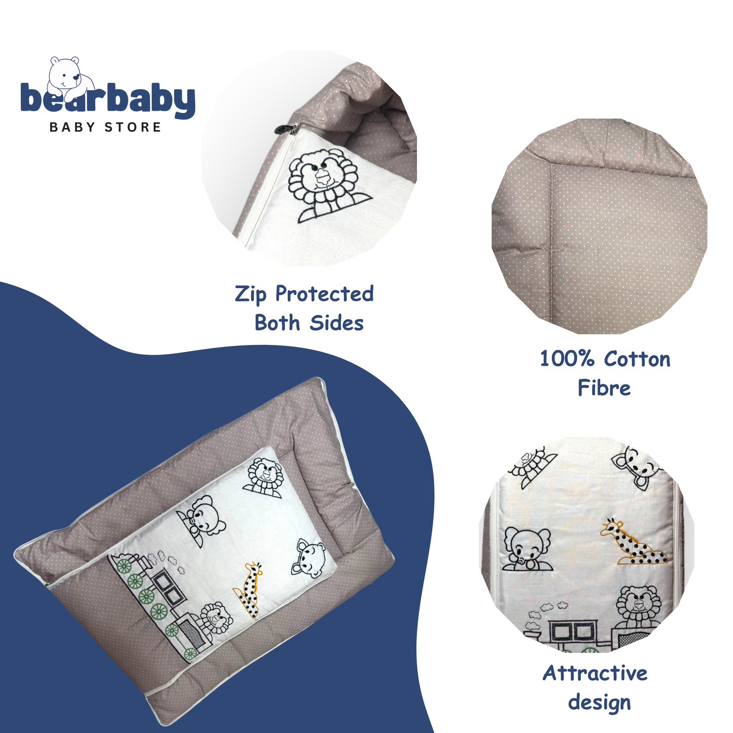 Embroidery Premium Baby Sleeping Bag/ Carry Nest/Mattress