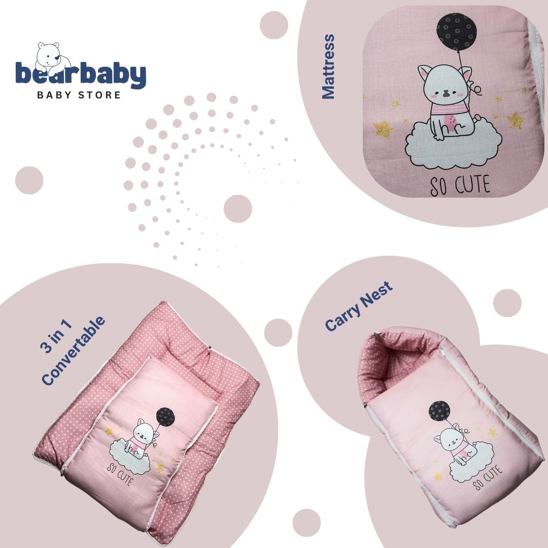 3 in 1 Baby Bed Sleeping Bag & Carry Nest Infant Portable Bassinet for Baby Carrying-So cute