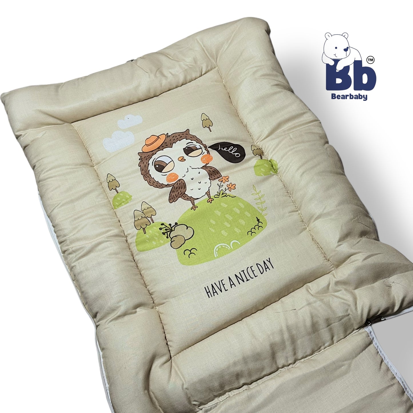 3 in 1 Baby Bed Sleeping Bag & Carry Nest Infant Portable Bassinet for Baby Carrying-owl Print
