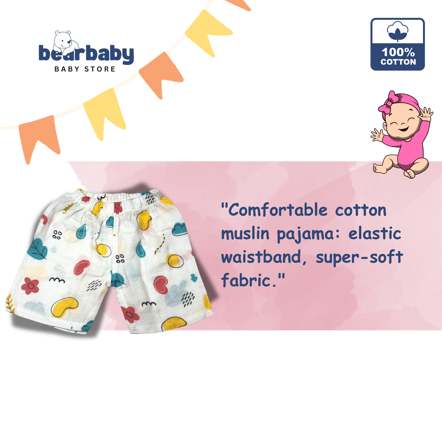 Baby Unisex Organic Cotton Muslin Sleevless Jhabla & Payjama Set - Size 9m-12m-Star Print