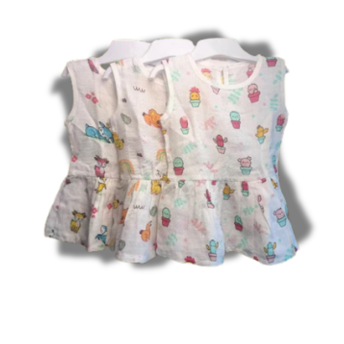 Baby Girl Organic Cotton Sleeveless Frock-Size6M-12M-Combo Pack of 3-Assorted Prints 4