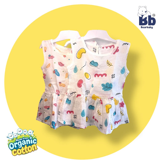 Baby Girl Organic Cotton Sleeveless Frock-Size6M-12M-Combo Pack of 2-Assorted Prints 4