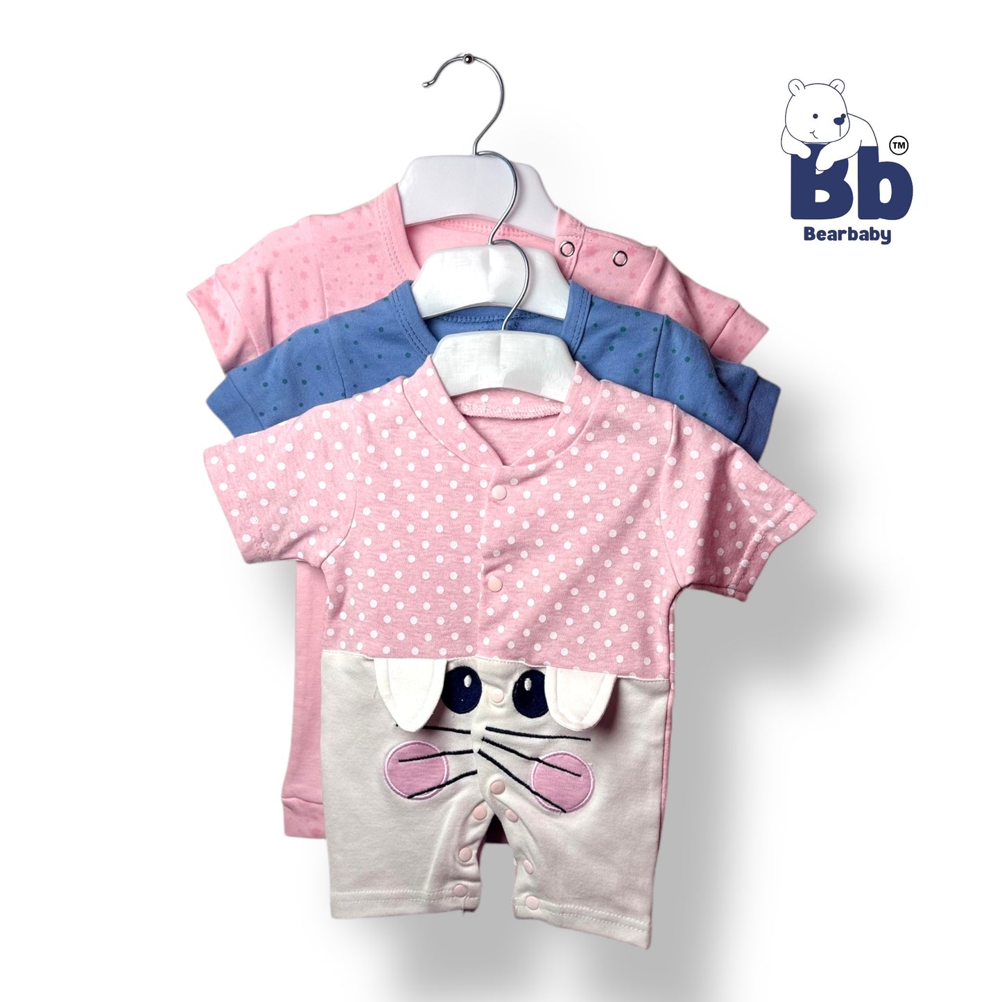 Baby Cotton Jumpsuit-UniSex 3m-6m-Combo Pack of 3-Assorted Prints 1