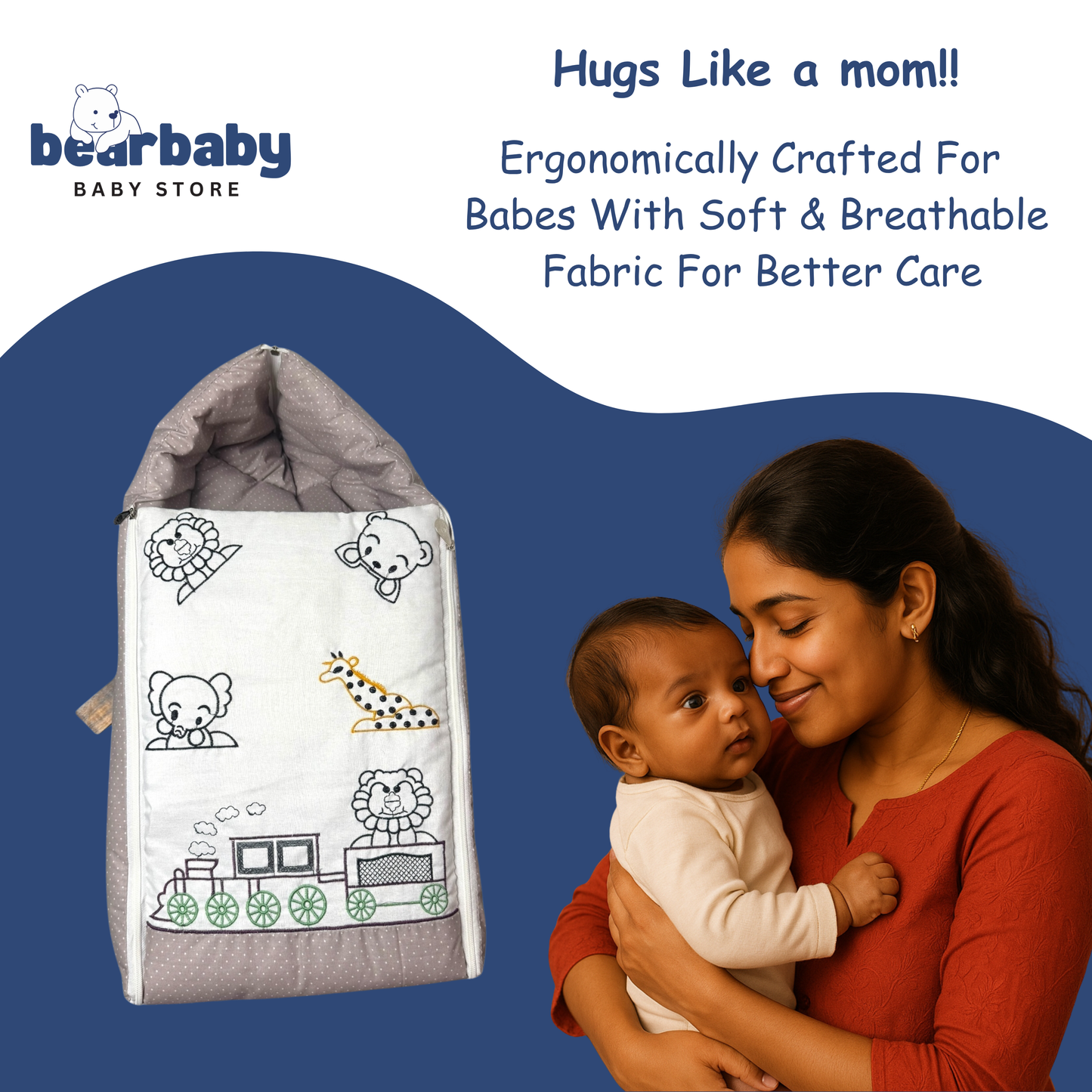 Embroidery Premium Baby Sleeping Bag/ Carry Nest/Mattress