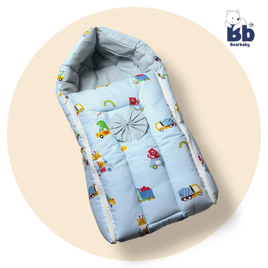 BearBaby Premium Embroidery Print 3-in-1 Baby Bed | Sleeping Bag, Carry Nest & Mattress | Soft Cotton, Foldable & Washable Newborn Bedding (0–12 Months) 2