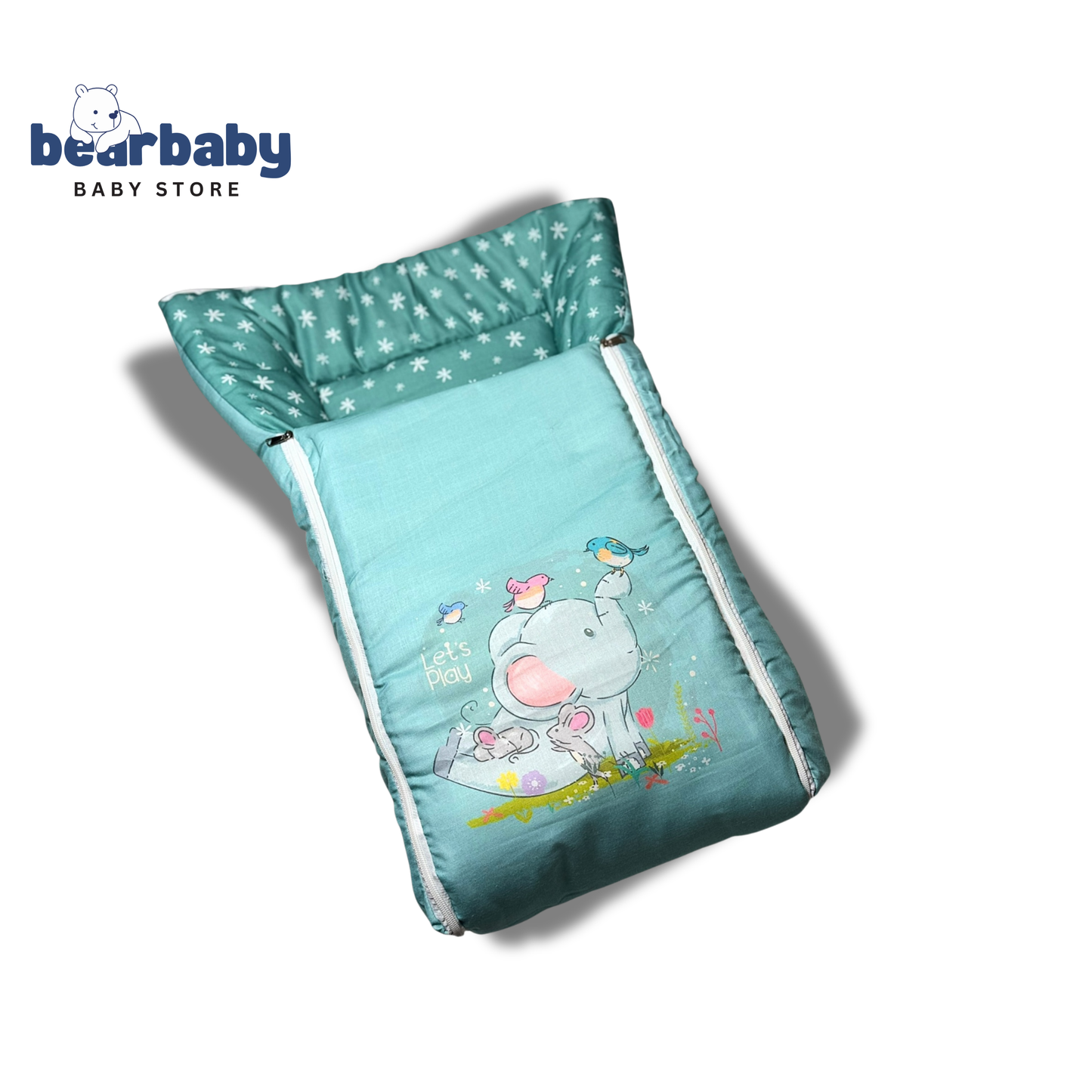 3in 1 Baby Bed Sleeping Bag & Carry Nest Infant Portable Bassinet for Baby Carrying-Elephant Print