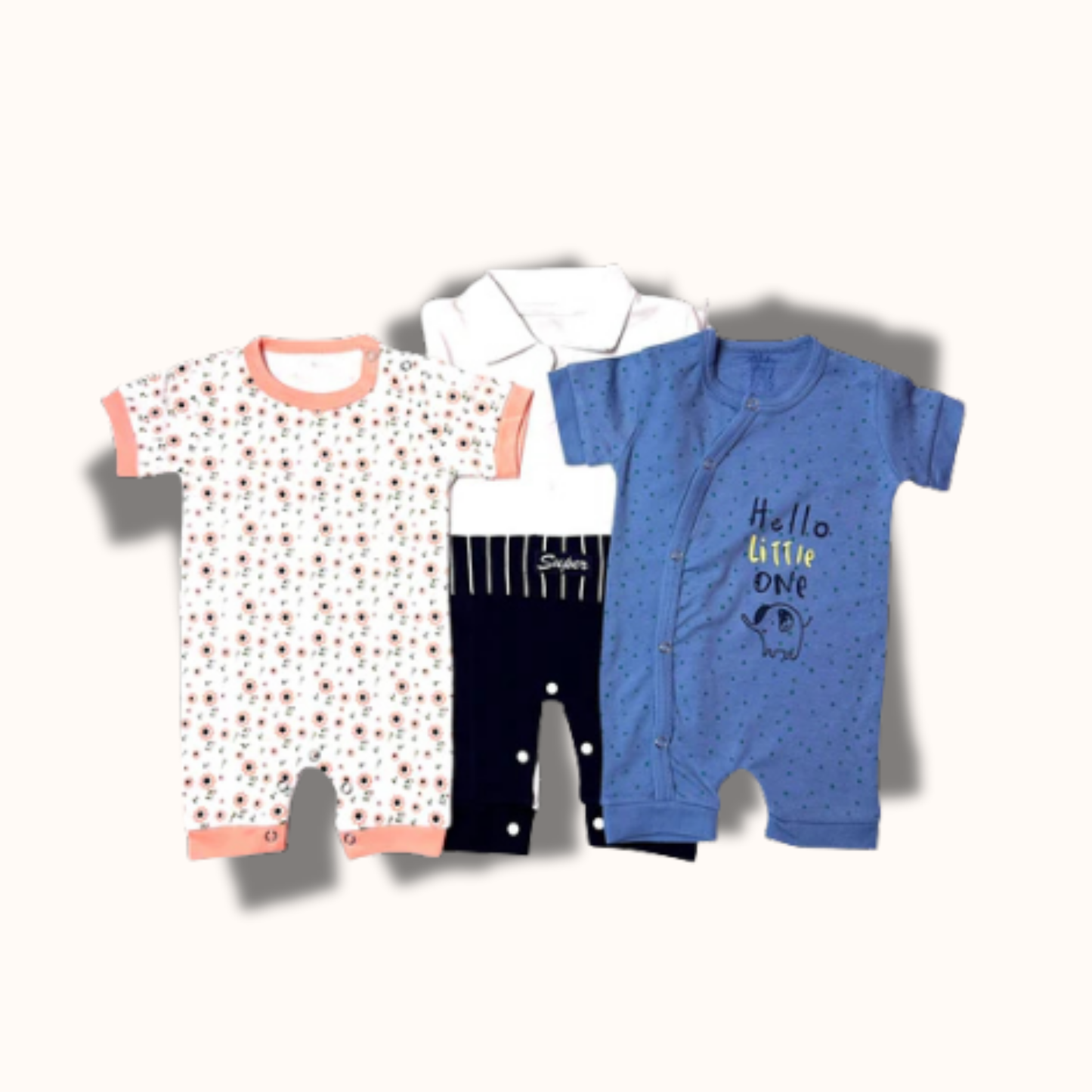 Baby Cotton Jumpsuit-UniSex 6m-9m-Combo Pack of 3-Assorted Prints 2