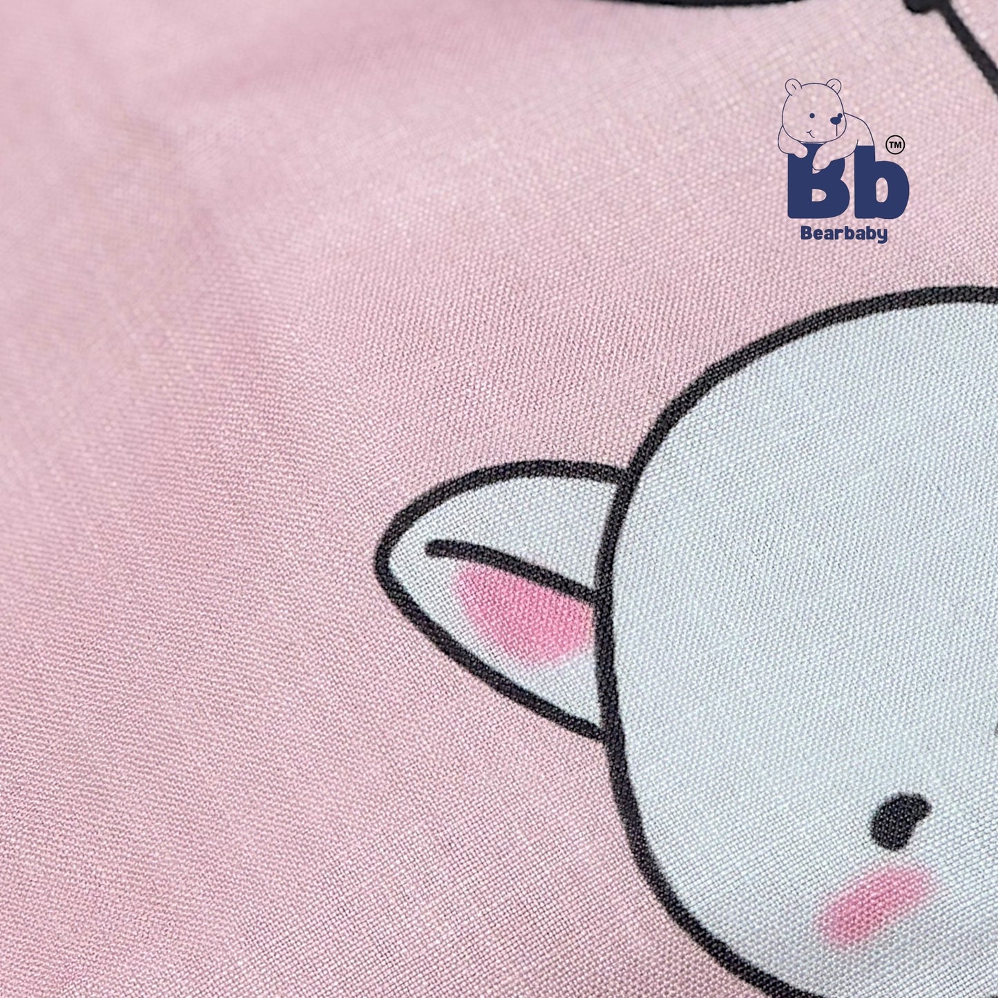 BearBaby Premium Embroidery Cotton Bedding Set | Baby Mattress with Bolster Set & Free Pillow | Soft & Washable Newborn Bedding (0–12 Months) PINK