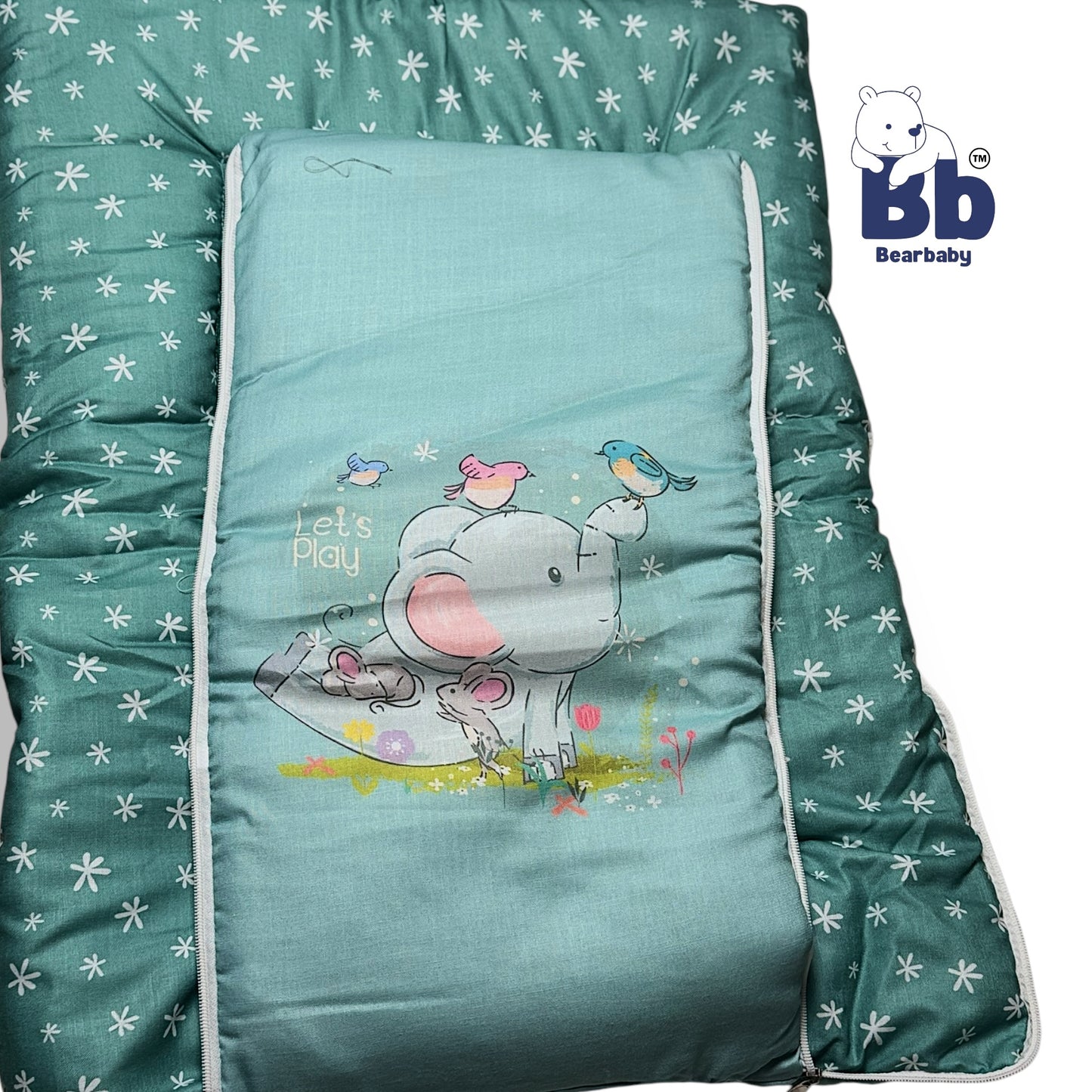 3in 1 Baby Bed Sleeping Bag & Carry Nest Infant Portable Bassinet for Baby Carrying-Elephant Print