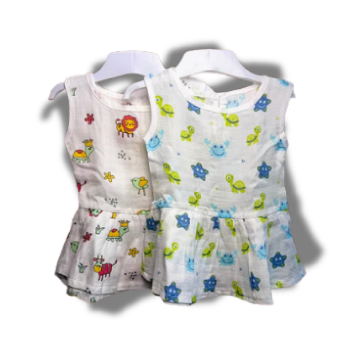 Baby Girl Organic Cotton Sleeveless Frock-Size(3M-6M)-Pack of 2-Assorted Prints 4