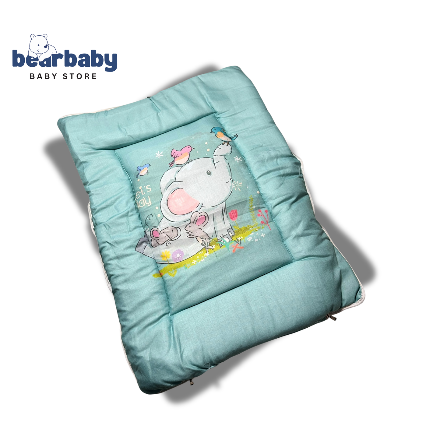 3in 1 Baby Bed Sleeping Bag & Carry Nest Infant Portable Bassinet for Baby Carrying-Elephant Print