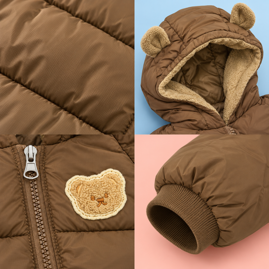 Bearbaby Baby Bear Ear Puffer Jacket | Hooded Padded Winter Jacket ---23