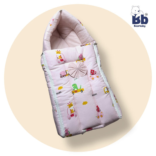 BearBaby Premium Embroidery Print 3-in-1 Baby Bed | Sleeping Bag, Carry Nest & Mattress | Soft Cotton, Foldable & Washable Newborn Bedding (0–12 Months) 2