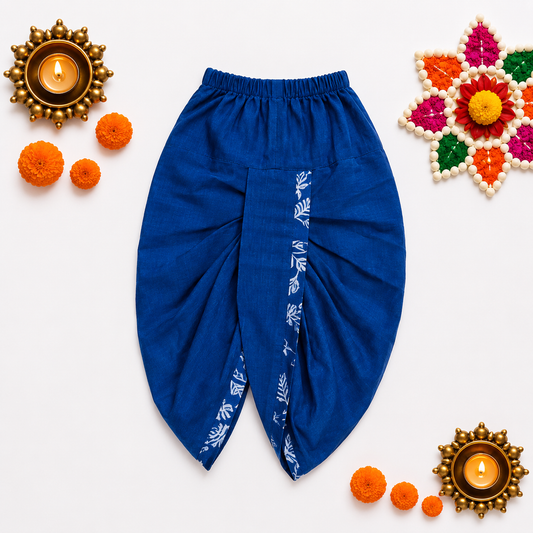 Bearbaby Baby Boys Kurta Dhoti Set 0M–3Y | Rajwadi Neel Pushp Vatika