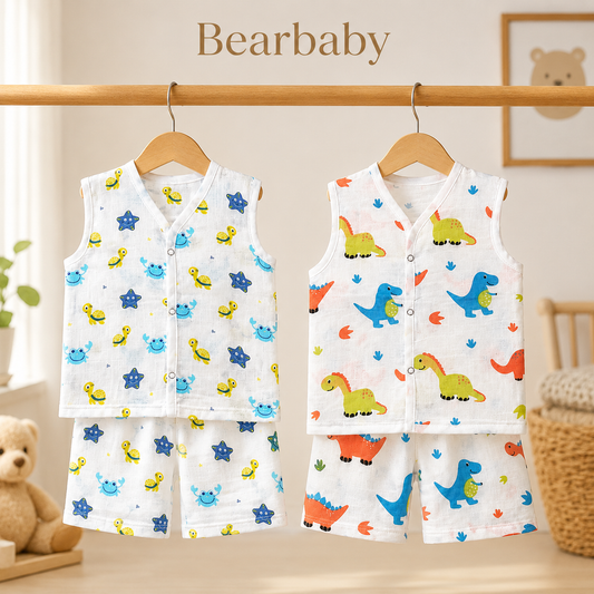 Muslin Baby Cord Set 9M-12M | Combo Prints