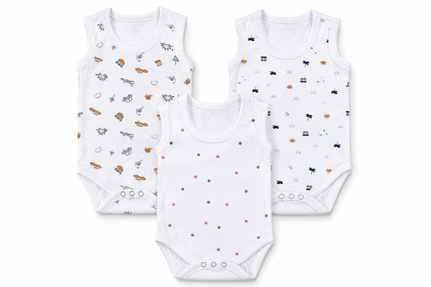 Cotton Baby Jumpsuit Pack 3 3M-6M | Assorted