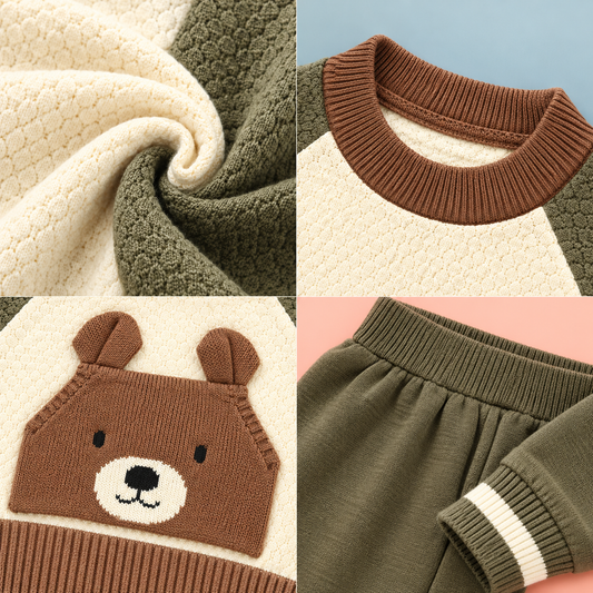 Bearbaby Baby Winter Outfit Set | Teddy Bear Full Sleeve Top & Pants ---7