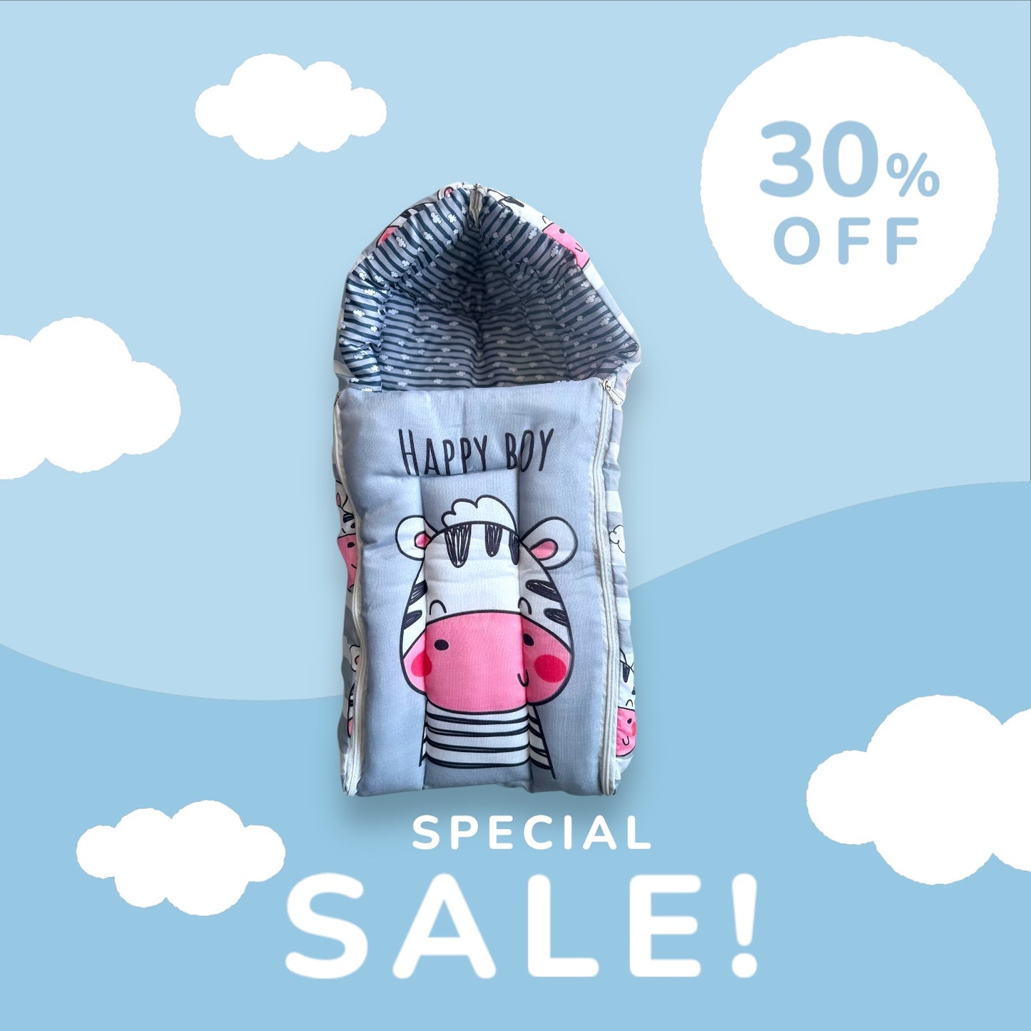 Mattress with Net | Baby Sleeping Bag | Carry Bed (0-6 Months) (Moon Blue (N,S))