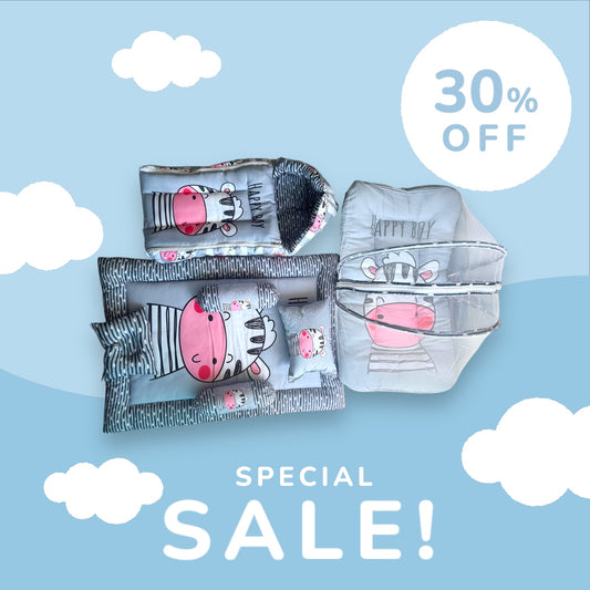 Mattress with Net | Baby Sleeping Bag | Carry Bed (0-6 Months) (Moon Blue (N,S))