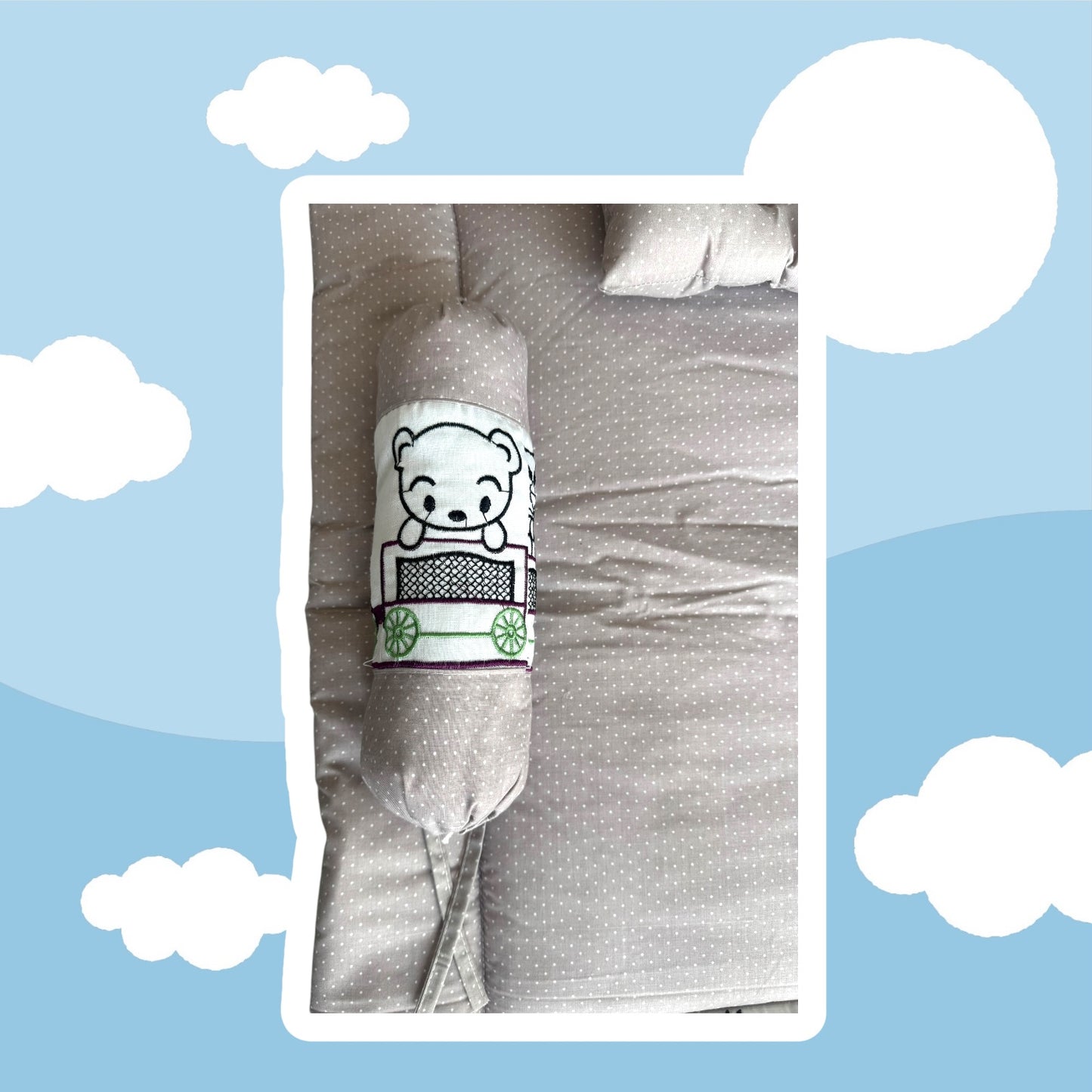 Premium Baby Cotton Mattress with 3 Pillow set/Embroidery Animals  Print/Size 0-6 Months