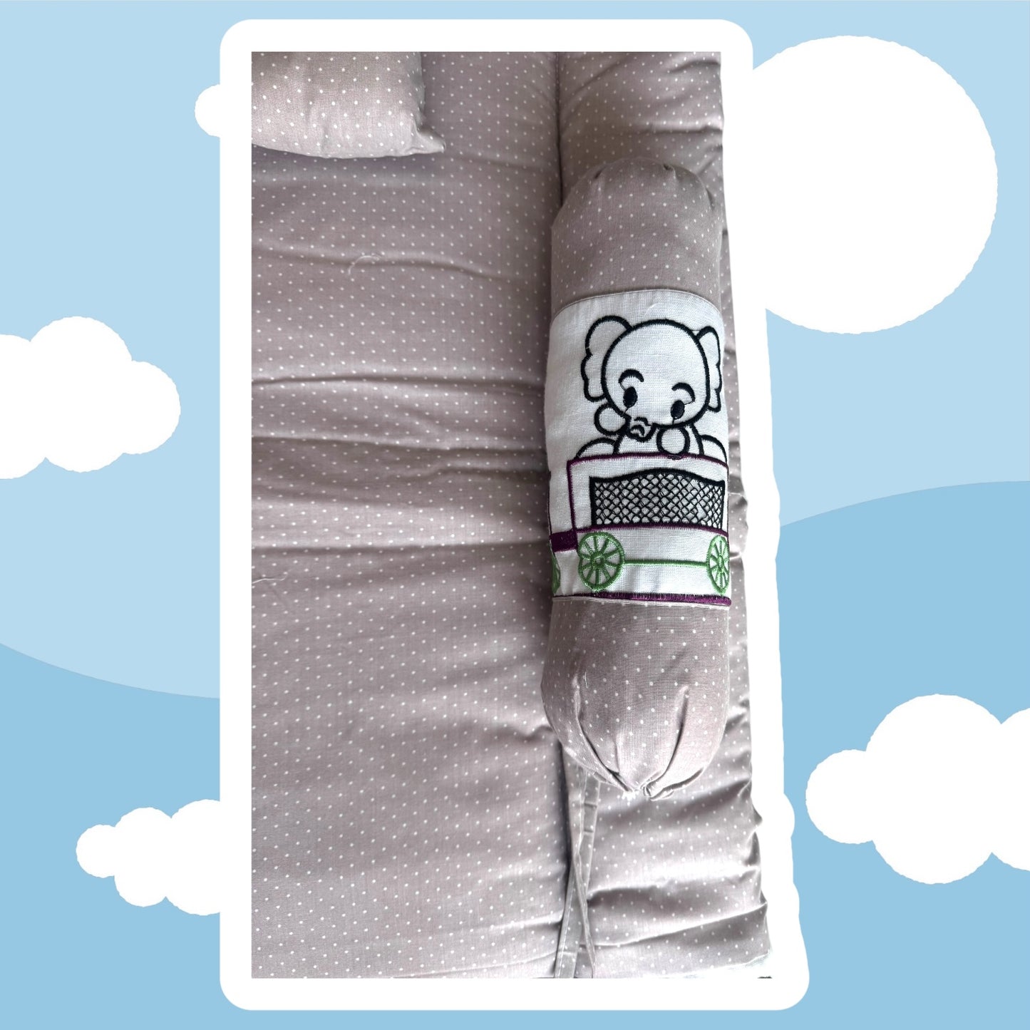 Premium Baby Cotton Mattress with 3 Pillow set/Embroidery Animals  Print/Size 0-6 Months