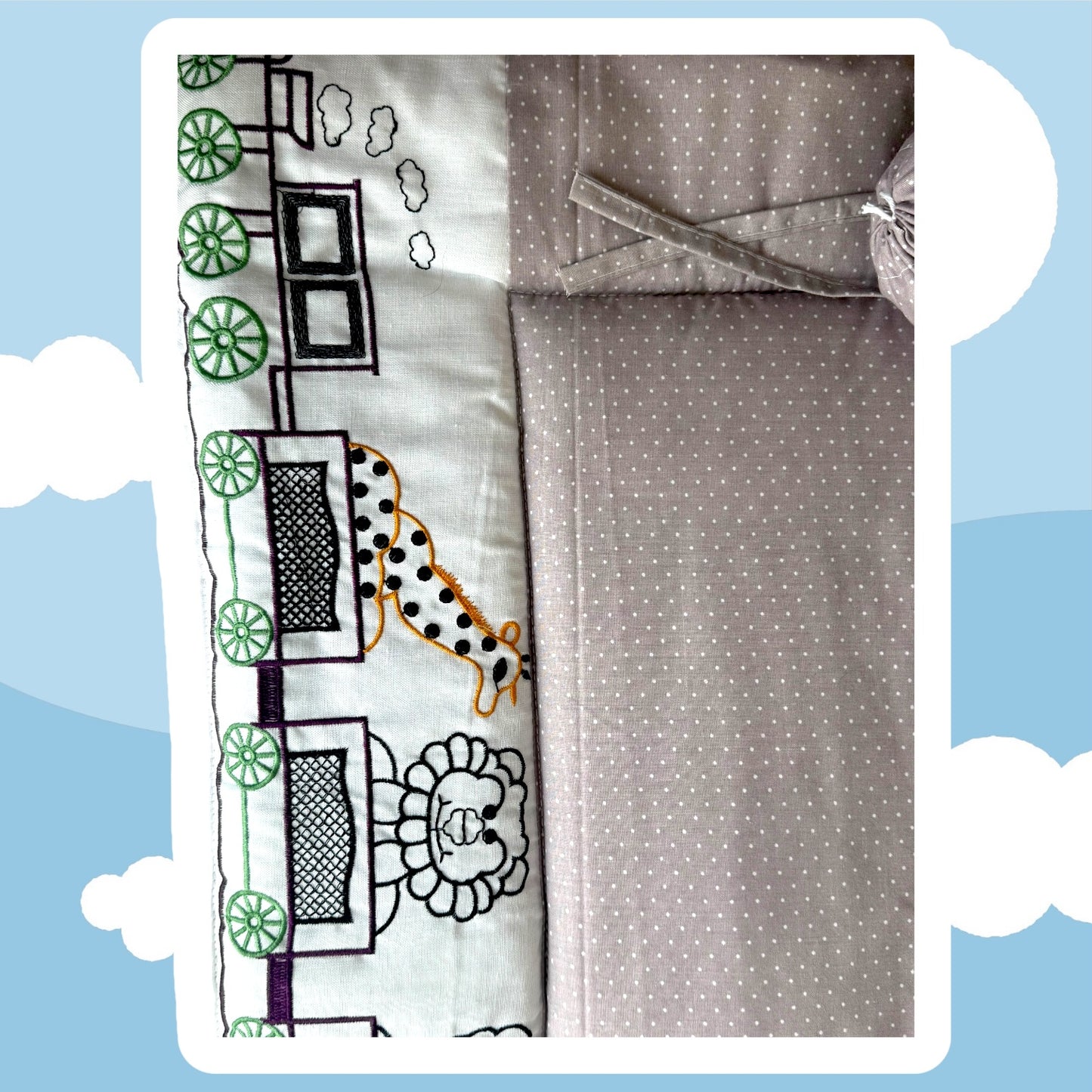 Premium Baby Cotton Mattress with 3 Pillow set/Embroidery Animals  Print/Size 0-6 Months