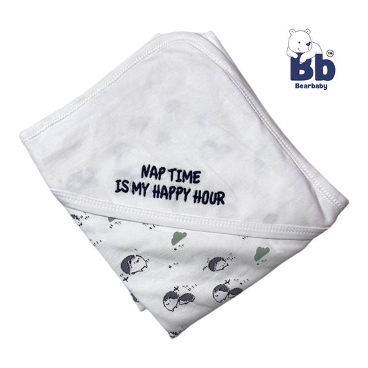 Cotton Knit Hooded Wrapper Size L 76 x B 76 cm - Nap Time Print