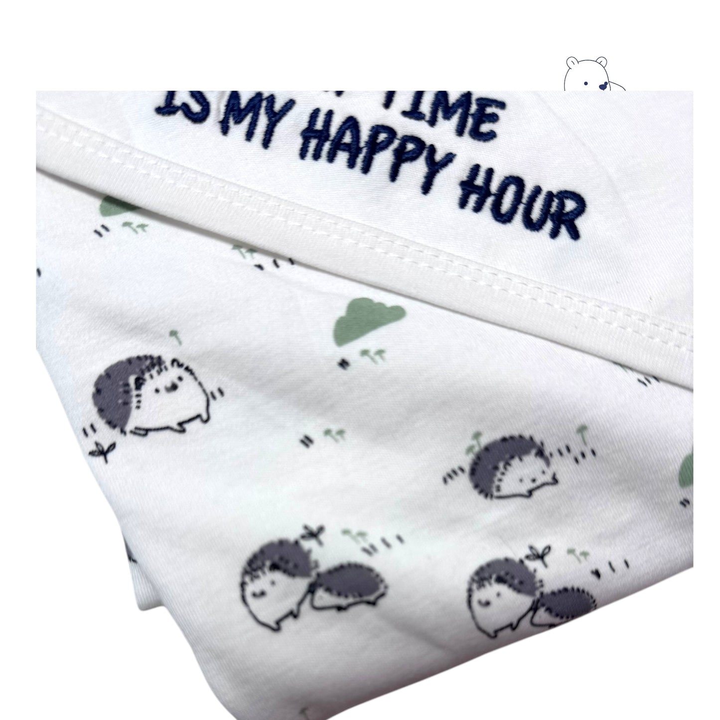 Cotton Knit Hooded Wrapper Size L 76 x B 76 cm - Nap Time Print