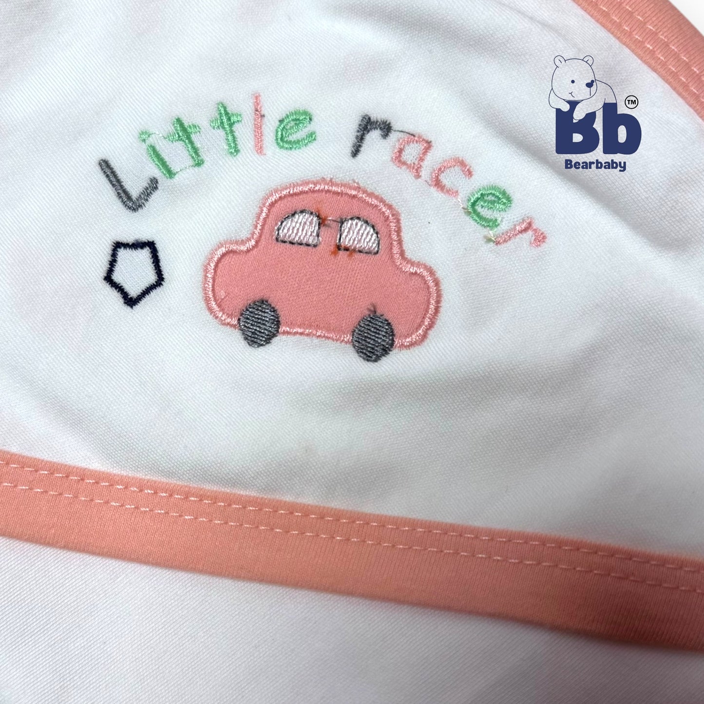 Cotton Knit Hooded Wrapper Size L 76 x B 76 cm - Little Racer Orange Print