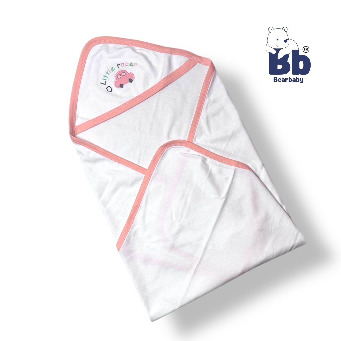 Cotton Knit Hooded Wrapper Size L 76 x B 76 cm - Little Racer Orange Print