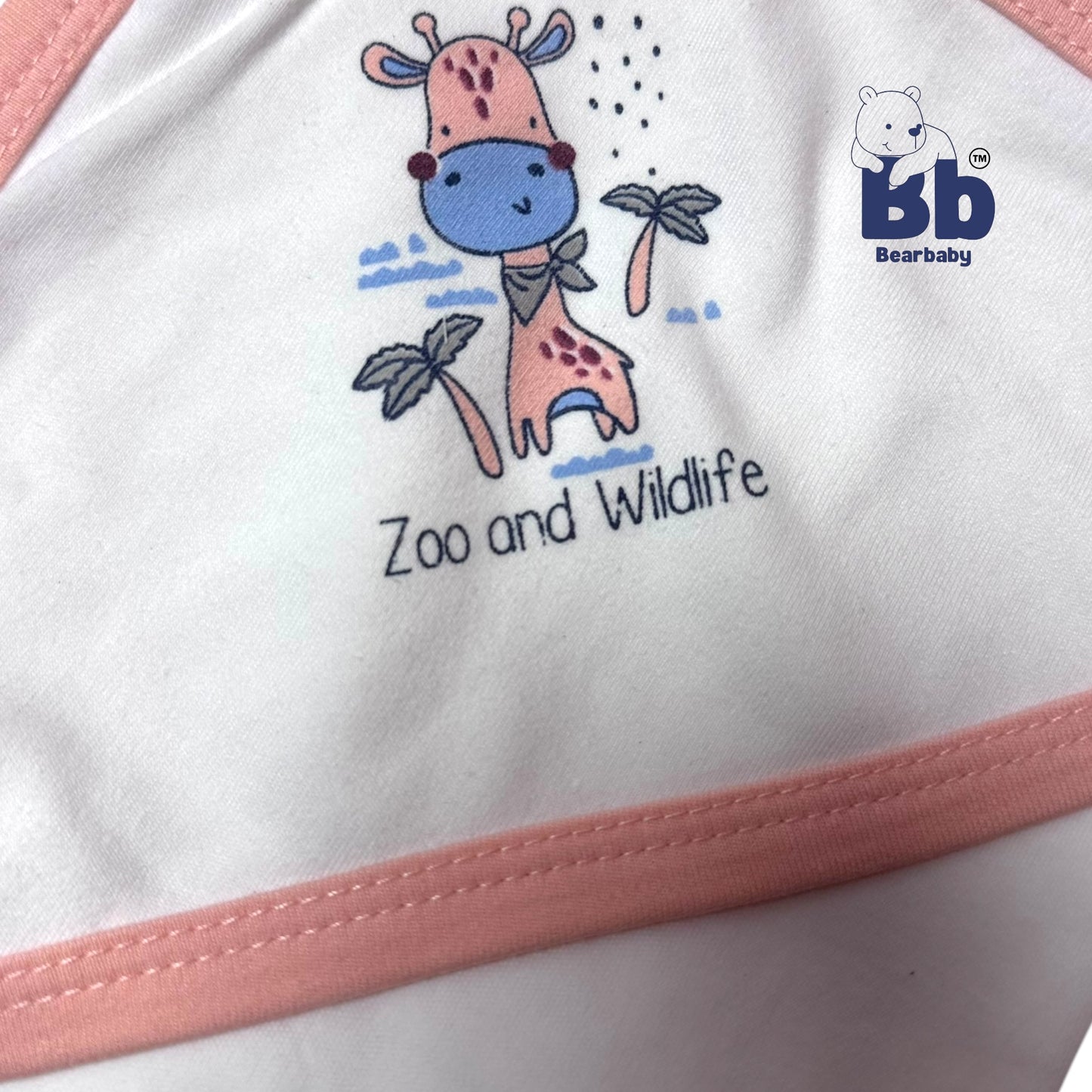 Cotton Knit Hooded Wrapper Size L 76 x B 76 cm - Zoo wildlife Print